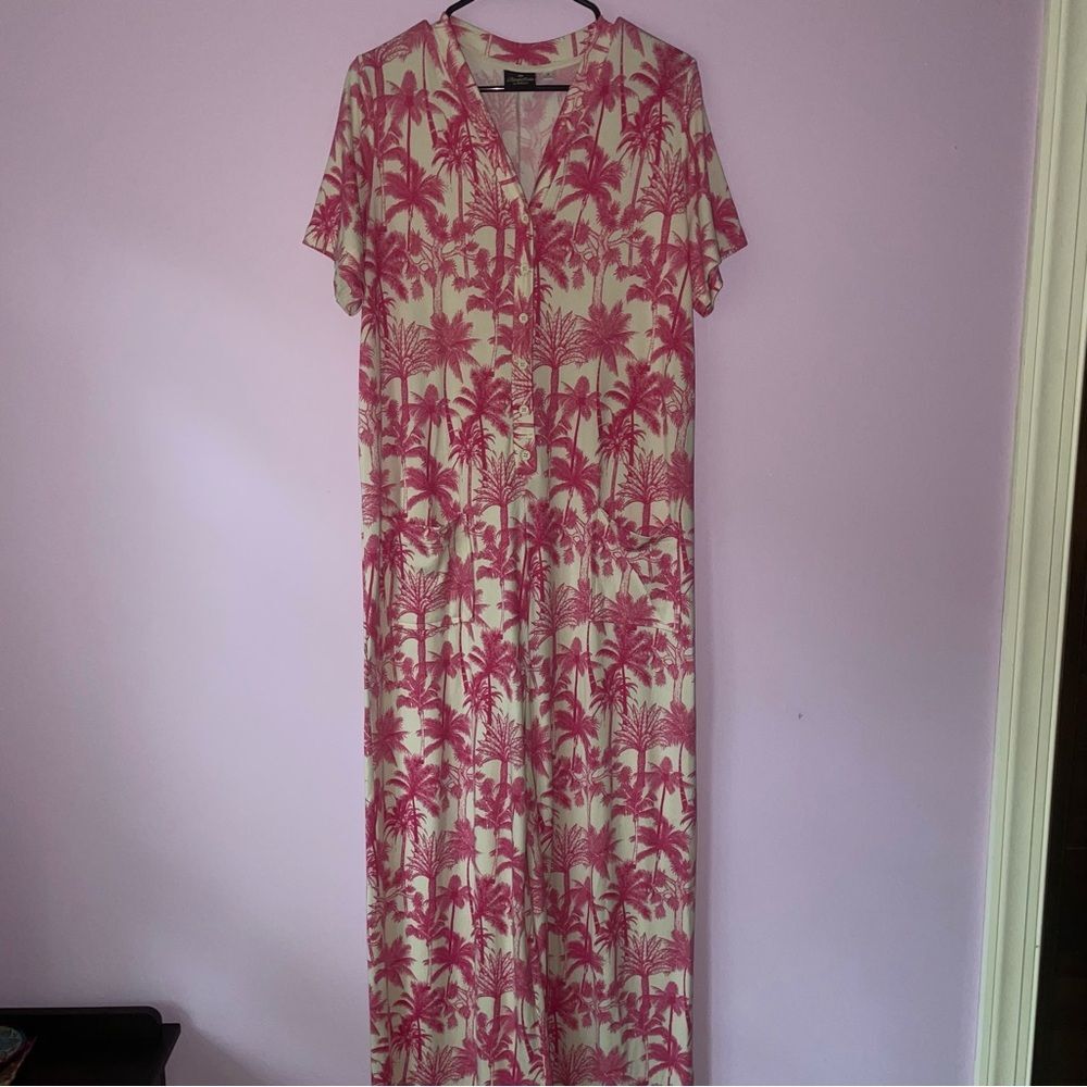 Bumblebella by Jill Martin QVC Small Dreamy Jersey Jumpsuit Pink Palms